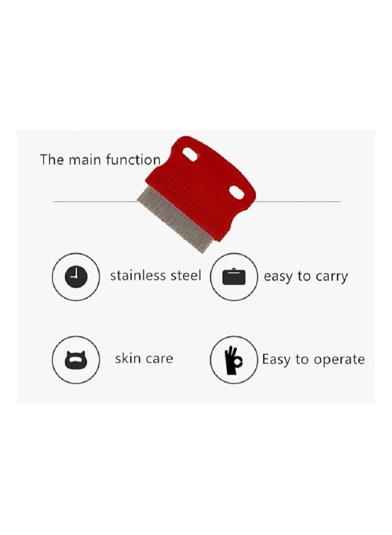 مشط قمل الرأس -من الفولاذ المقاوم للصدأ بأسنان دقيقة لإزالة القمل والصئبان بفعالية عالية، آمن للأطفال والكبار- سهل التنظيف وقابل لإعادة الاستخدام(احمر) - Image 2