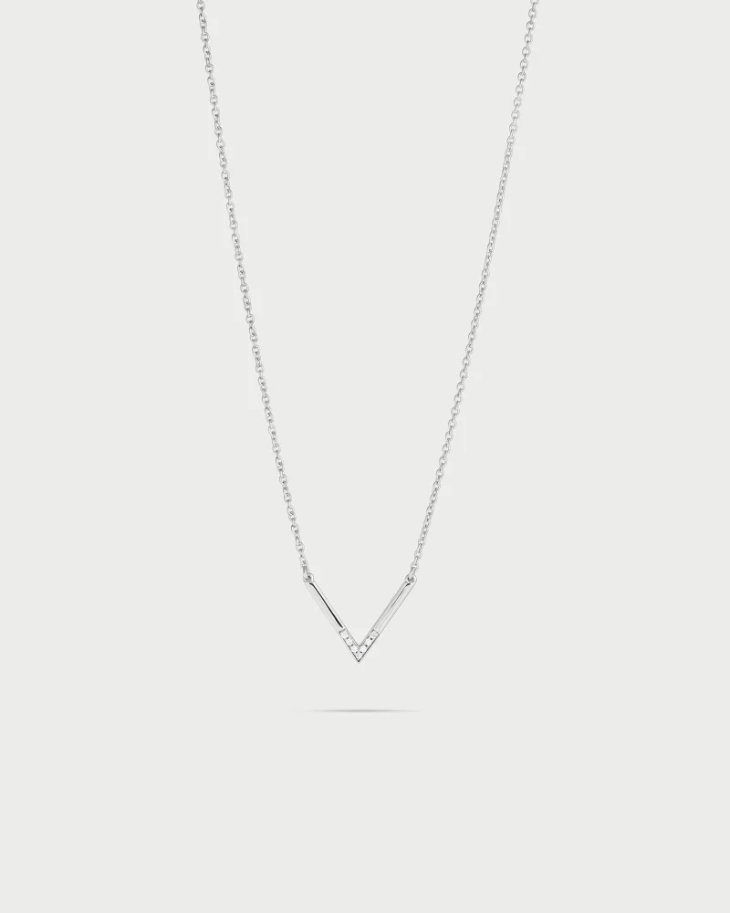 Rue Des Mill Minimal V choker with zircons - SHAPES - rhodium