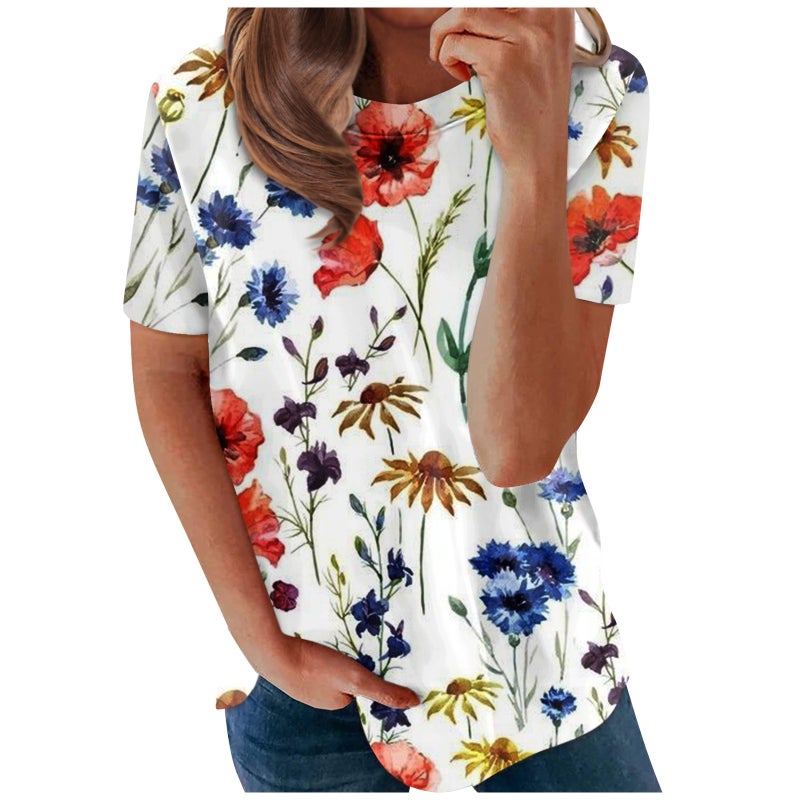 Nns 2023 Spring New Round Neck Women'S T-Shirt Round Neck Short Sleeve Letter 3D Printed Women'S T-Shirt - Image 1
