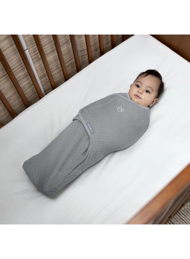 ingenuity Swaddleme By Ingenuity - Muslin Original Swaddle, 1.5 TOG, 1 Pack, 0-3M - Granite - Image 2