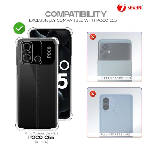 7-Seven 7SEVEN® Back Cover for Poco C55 Transparent Mobile Back Case Shock Proof Design Camera Edges Protection Crystal Clear Phone Case Silicon Soft TPU and Flexible Bumper Phone Cover - Image 2