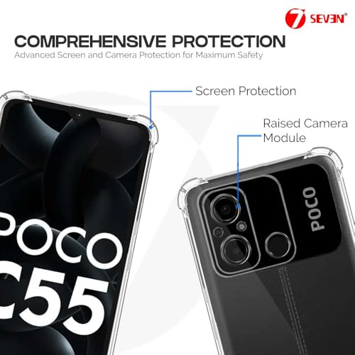 7-Seven 7SEVEN® Back Cover for Poco C55 Transparent Mobile Back Case Shock Proof Design Camera Edges Protection Crystal Clear Phone Case Silicon Soft TPU and Flexible Bumper Phone Cover - Image 3