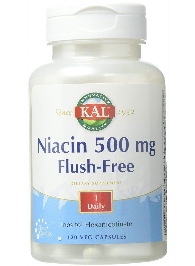 KAL Niacin Flush-Free Capsules 500 Mg, 120 Count
