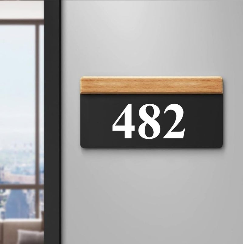RL Digital Units House Number Plate -482 Hotel, Hospital, Lodge,Apartment,Door No,Laser cut acrylic fixed with white color water proofing PVC sticker|Easy installation type double sided tape fixed on backside - Image 1