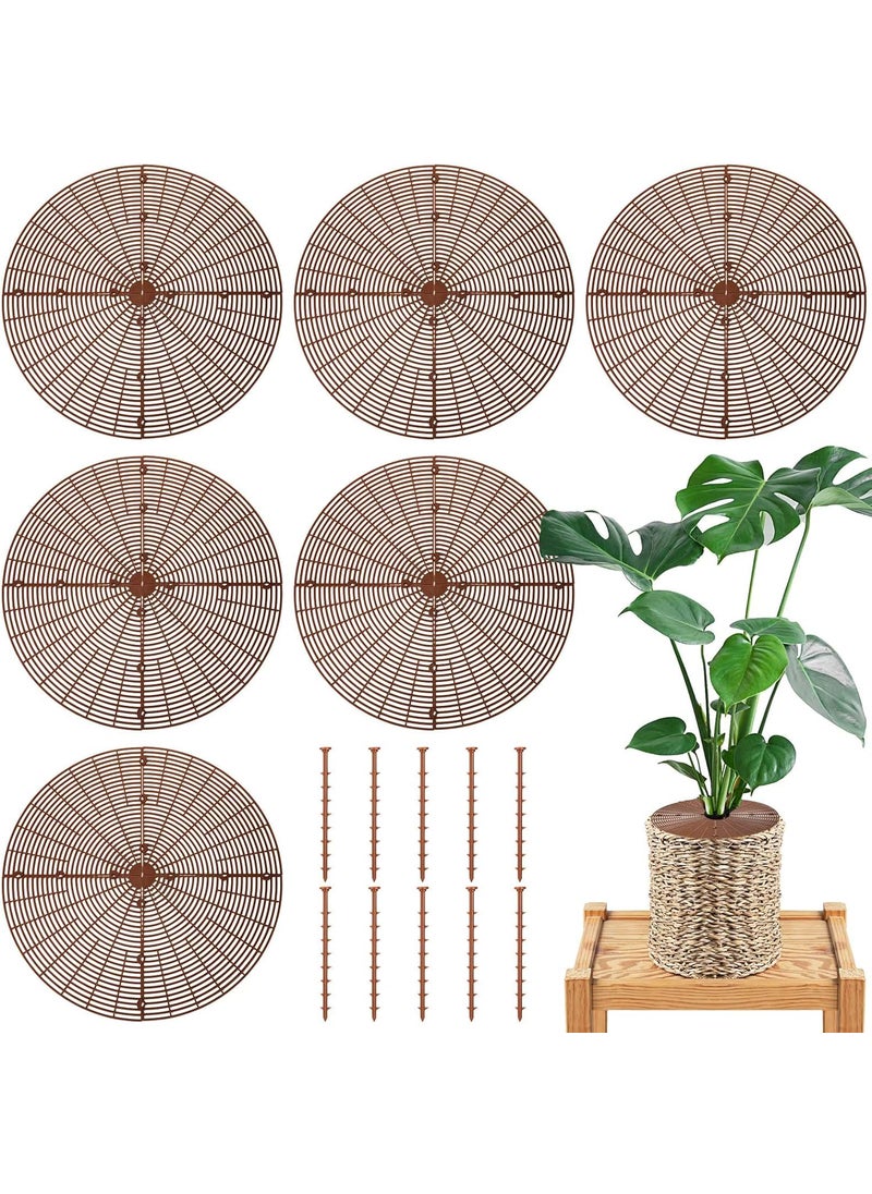 Macarrie Macarrie 6 Pcs 205 Plant Pot Grid Covers Cuttable Plant Soil Protectors from Animals with Stakes Plastic Cat Deterrent Digging Stopper for Indoor Outdoor  - Image 1