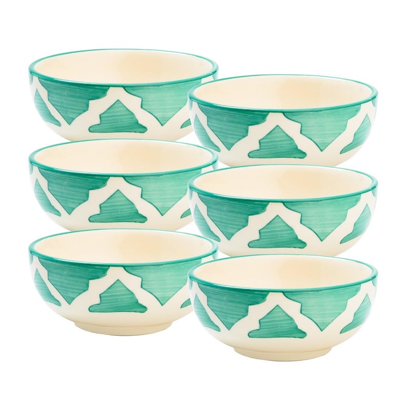 Sugalsu Cereal Bowls Ceramic Soup Bowls Set of 6125ML Colorful Soup and Salad Bowls for Kitchen Bowl Set for Cereal Salad Dessert Ice Cream Soups Noodles Snacks Dal Curry Green - Image 1
