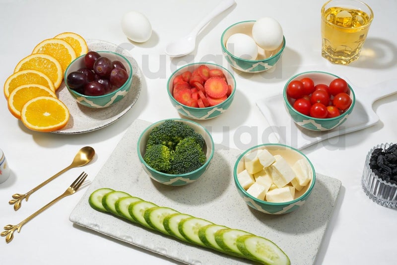 Sugalsu Cereal Bowls Ceramic Soup Bowls Set of 6125ML Colorful Soup and Salad Bowls for Kitchen Bowl Set for Cereal Salad Dessert Ice Cream Soups Noodles Snacks Dal Curry Green - Image 3