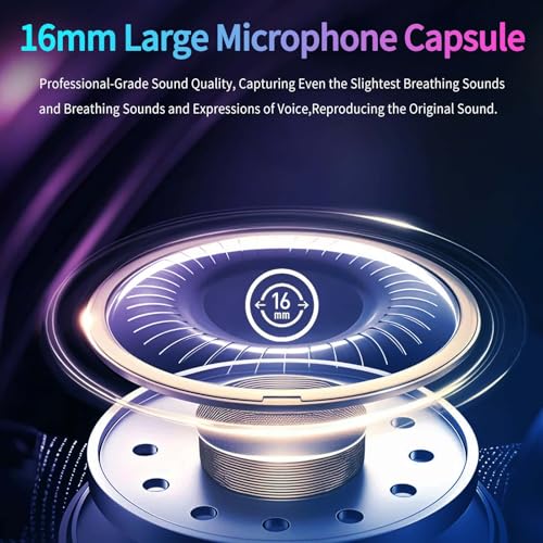 LRUFOB USB Gaming Condenser Microphone for PC/Desktop,192kHz/24Bit,Noise Cancellation,Monitoring,Quick Mute & RGB Lighting,USB PC Mic for Laptop,Podcast,Streaming,Recording Black - Image 4