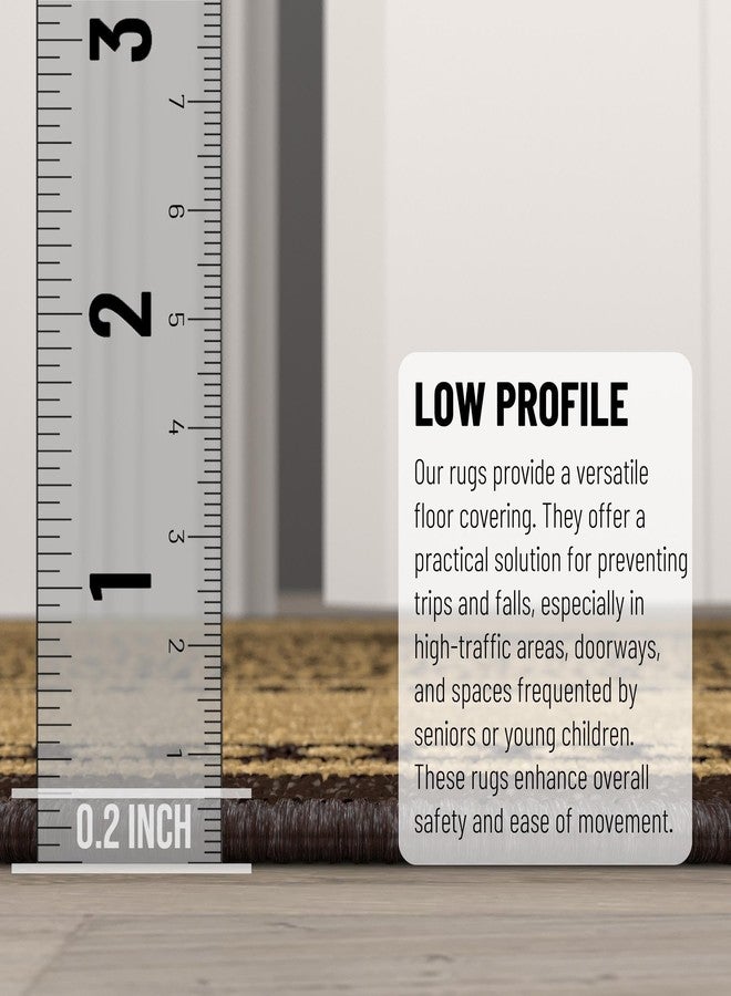 Ottomanson 3'3" x 5' Rugs for Living Room Border Area Rug for Bedroom - Non Slip Durable Large Floor Carpet for High Traffic Areas - Indoor Rug for Dining Room Kitchen Kids Playroom, Brown - Image 4