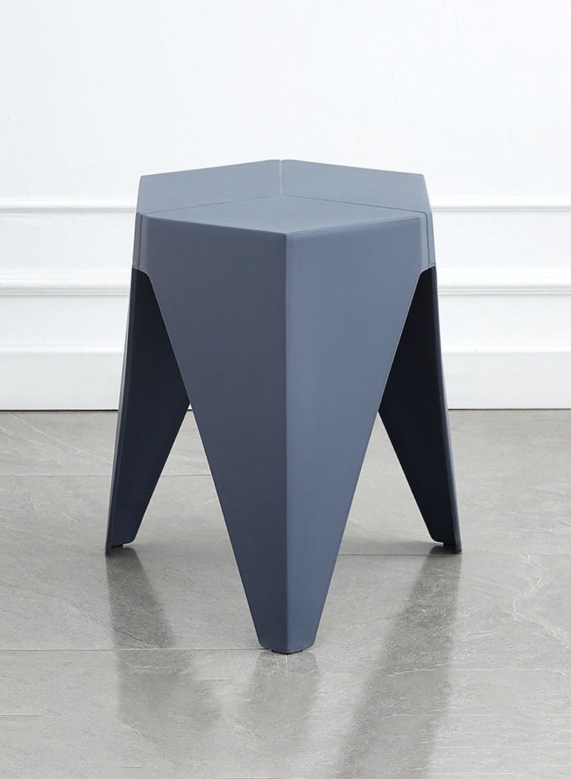 Merry Moments Modern Plastic Stool Plastic Seat Creative Minimalist Nordic Stool for Living Room Dining Office Hotel Blue 34x32x45cm  - Image 1