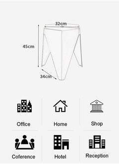 Merry Moments Modern Plastic Stool Plastic Seat Creative Minimalist Nordic Stool for Living Room Dining Office Hotel Blue 34x32x45cm  - Image 3