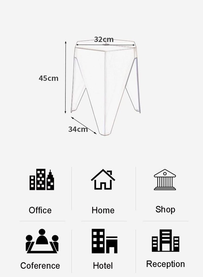Merry Moments Modern Plastic Stool Plastic Seat Creative Minimalist Nordic Stool for Living Room Dining Office Hotel Blue 34x32x45cm  - Image 3