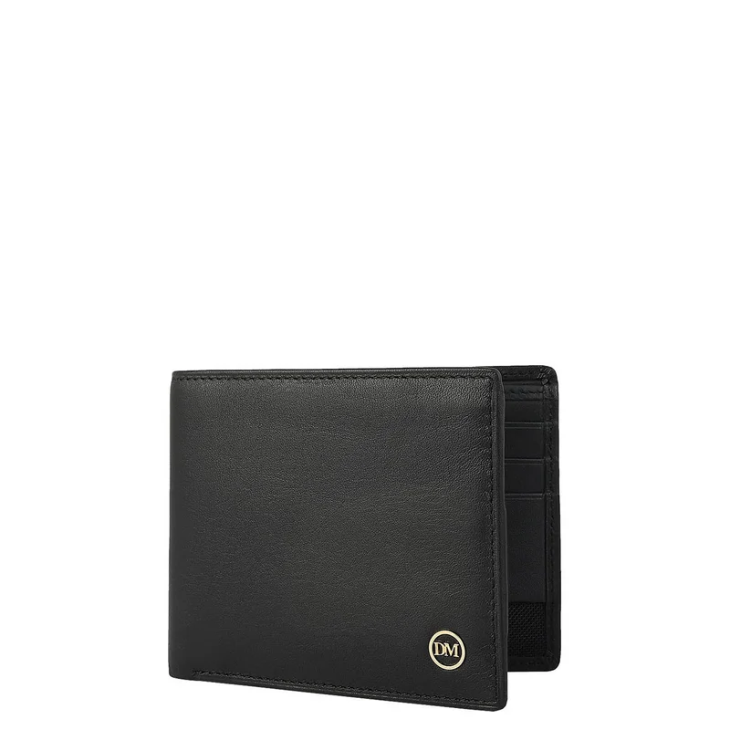 دا ميلانو Black Bifold Leather Mens Wallet