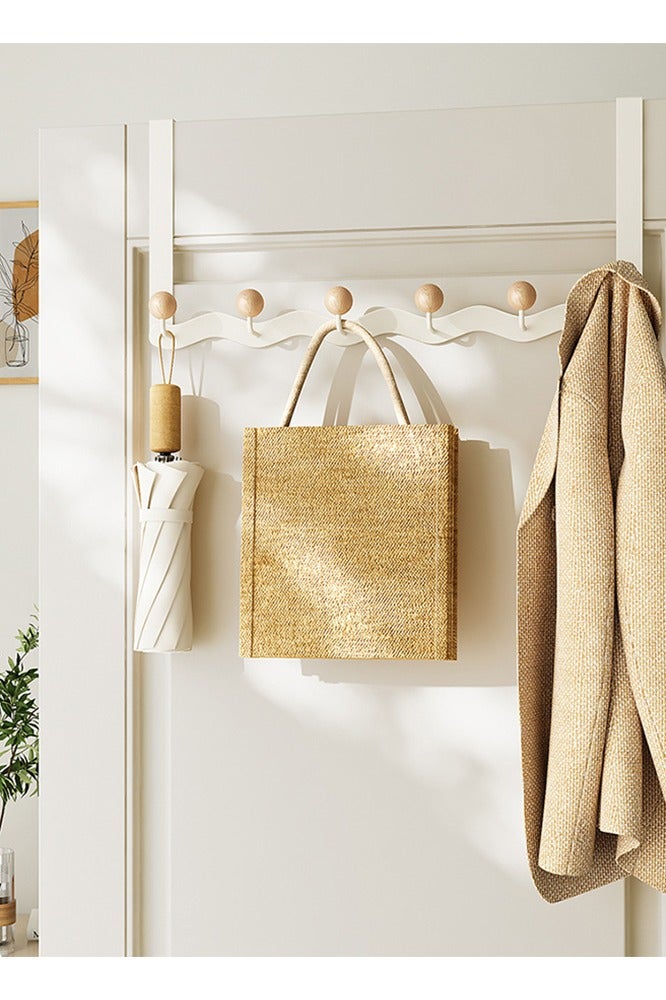 معلق فوق الباب 6 خطافات رف مناشف خطافات صامتة شديدة التحمل خطافات باب الحمام خطافات موفرة للمساحة خطافات بدون حفر خطافات فوق الباب فائقة التحمل لعلق الثوب وحقيبة شيلا والمعطف والمناشف والروب - Image 3