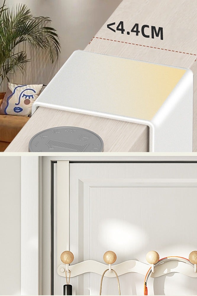 معلق فوق الباب 6 خطافات رف مناشف خطافات صامتة شديدة التحمل خطافات باب الحمام خطافات موفرة للمساحة خطافات بدون حفر خطافات فوق الباب فائقة التحمل لعلق الثوب وحقيبة شيلا والمعطف والمناشف والروب - Image 4