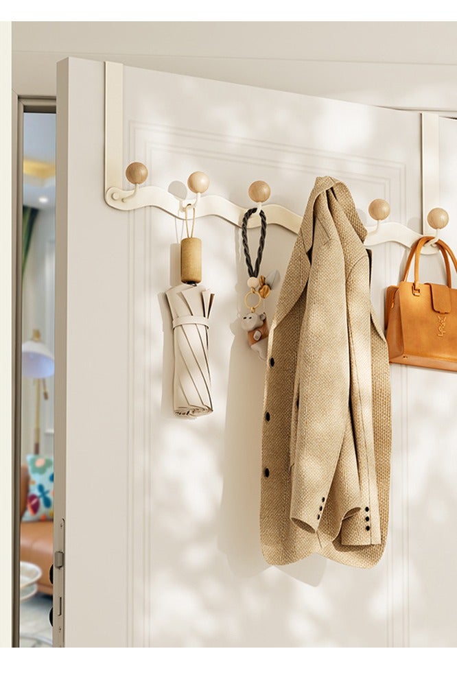 معلق فوق الباب 6 خطافات رف مناشف خطافات صامتة شديدة التحمل خطافات باب الحمام خطافات موفرة للمساحة خطافات بدون حفر خطافات فوق الباب فائقة التحمل لعلق الثوب وحقيبة شيلا والمعطف والمناشف والروب - Image 5