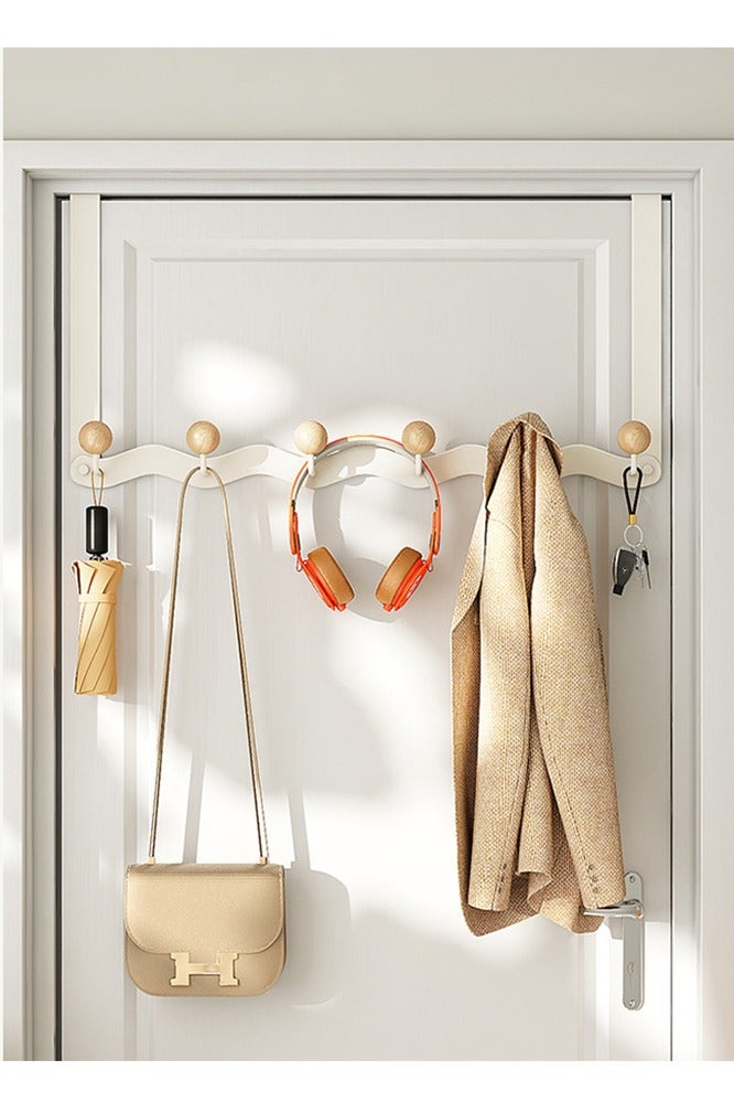 معلق فوق الباب 6 خطافات رف مناشف خطافات صامتة شديدة التحمل خطافات باب الحمام خطافات موفرة للمساحة خطافات بدون حفر خطافات فوق الباب فائقة التحمل لعلق الثوب وحقيبة شيلا والمعطف والمناشف والروب - Image 1