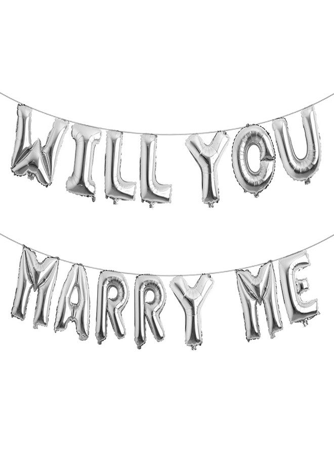 RUIANSI Multicolor 16 inch Will you marry me Balloons Marry Me Balloons Marriage Proposal Ideas Wedding Proposal Decorations Decor party suppliers banner (WILL YOU MARRY ME Silver) - Image 1