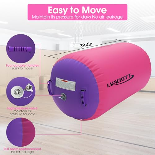LVAOSTT Gymnastics Air Barrel Roller Air Spot Inflatable Tumbling Mat Tumble Track Gymnastic Equipment Balance Cylinder with Pump for Yoga Cheerleading Home Use Gym - Image 3