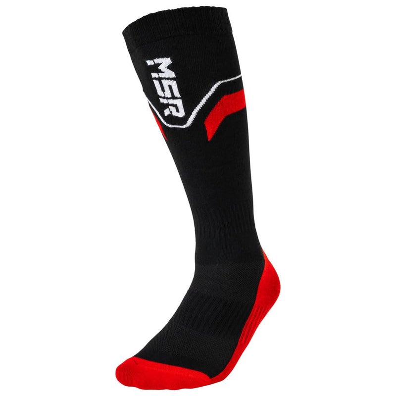 MSR Riding Adventure Socks (US, Numeric, 10, 13, Regular, Tall, Thick, Red/Black)