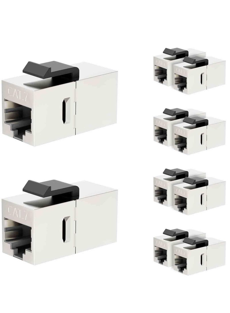 UL-Listed CAT7 RJ45 Shielded Coupler 10-Pack, Female to Female Keystone Jack, STP Insert for Cat7/Cat6a/Cat6/Cat5e Ethernet Cables (10 Pack)  - Image 1
