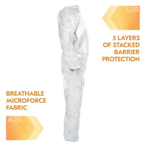 KleenGuard A20 Elastic Wrist and Ankle Coverall, Large, White (37716), REFLEX Design, Zip Front - Image 4
