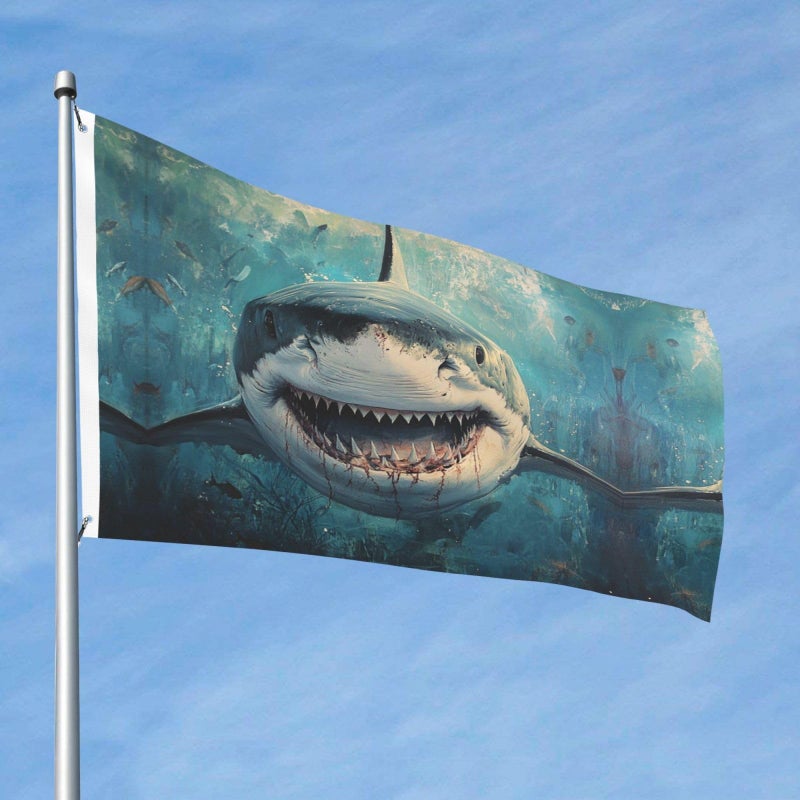 Ocean Shark Double Sided Heavy Duty Outdoor Flag 2x3 Ft with Grommets for Yard Garden Porch Decoration - Image 2
