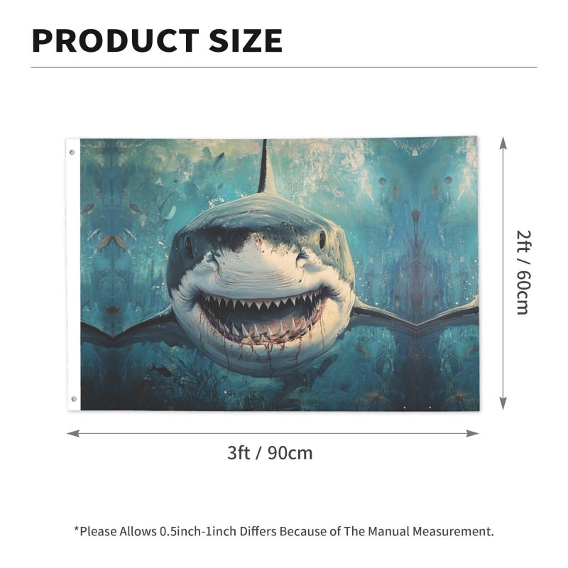 Ocean Shark Double Sided Heavy Duty Outdoor Flag 2x3 Ft with Grommets for Yard Garden Porch Decoration - Image 3