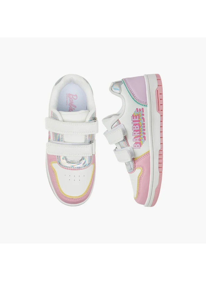 باربي Girls Panelled Sneakers with Hook and Loop Closure