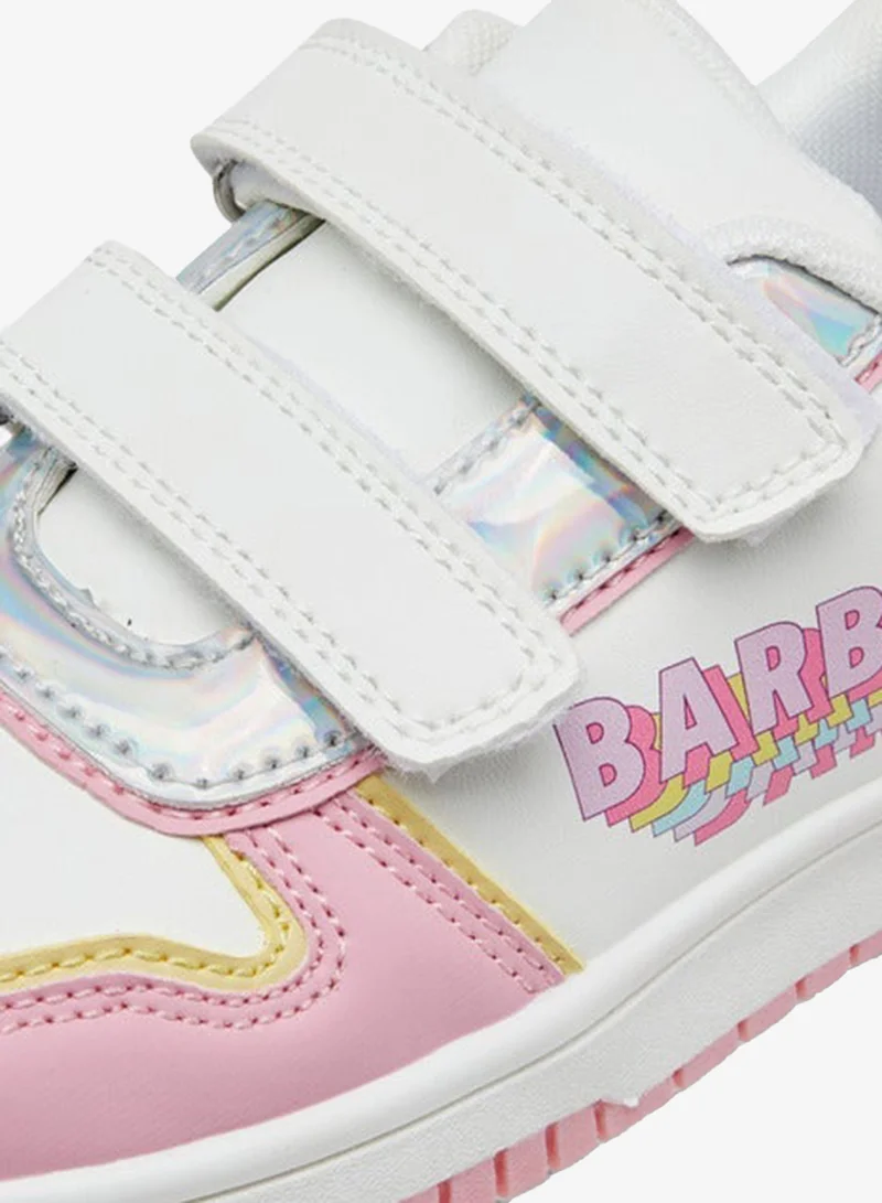 Barbie Girls Panelled Sneakers with Hook and Loop Closure