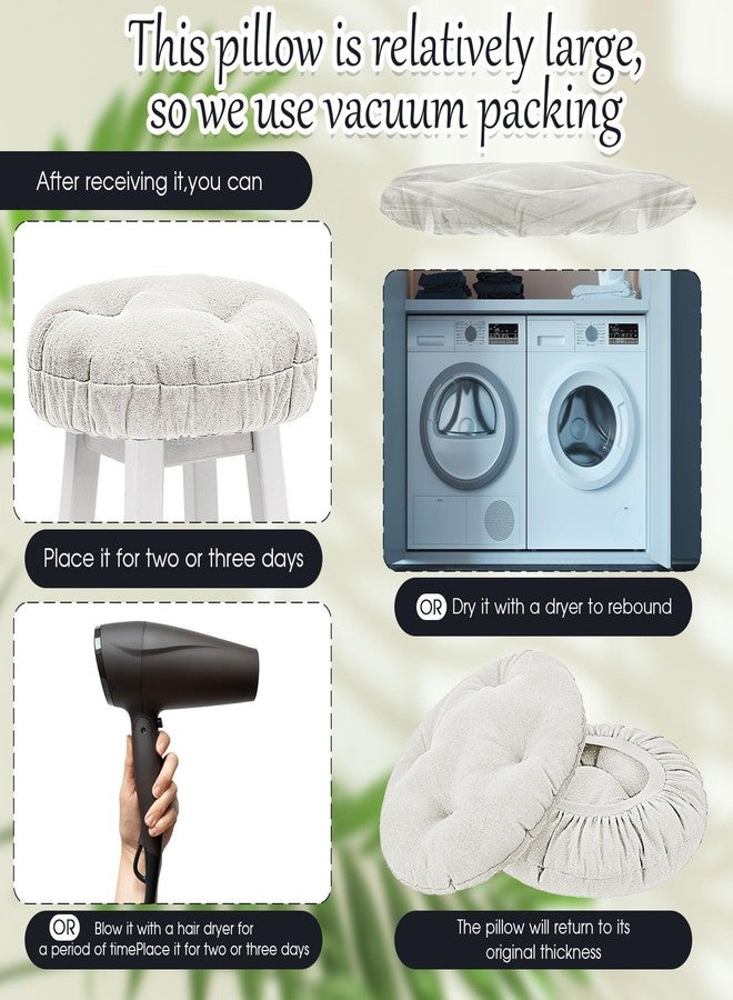 مارسوي، 4 قطع، أغطية ناعمة للمقاعد، وسائد دائرية للمقاعد المرتفعة مع شريط مطاطي، وسائد مبطنة للمقاعد المرتفعة، أغطية مقاعد دائرية مانعة للانزلاق، أغطية مقاعد للكراسي (12 بوصة، بيج) - Image 4