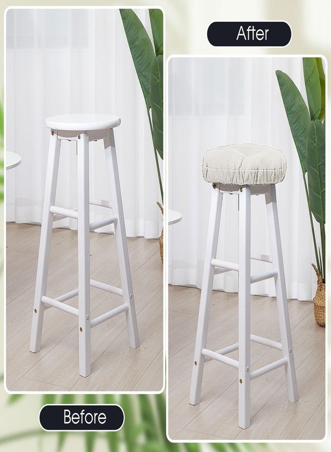 مارسوي، 4 قطع، أغطية ناعمة للمقاعد، وسائد دائرية للمقاعد المرتفعة مع شريط مطاطي، وسائد مبطنة للمقاعد المرتفعة، أغطية مقاعد دائرية مانعة للانزلاق، أغطية مقاعد للكراسي (12 بوصة، بيج) - Image 5