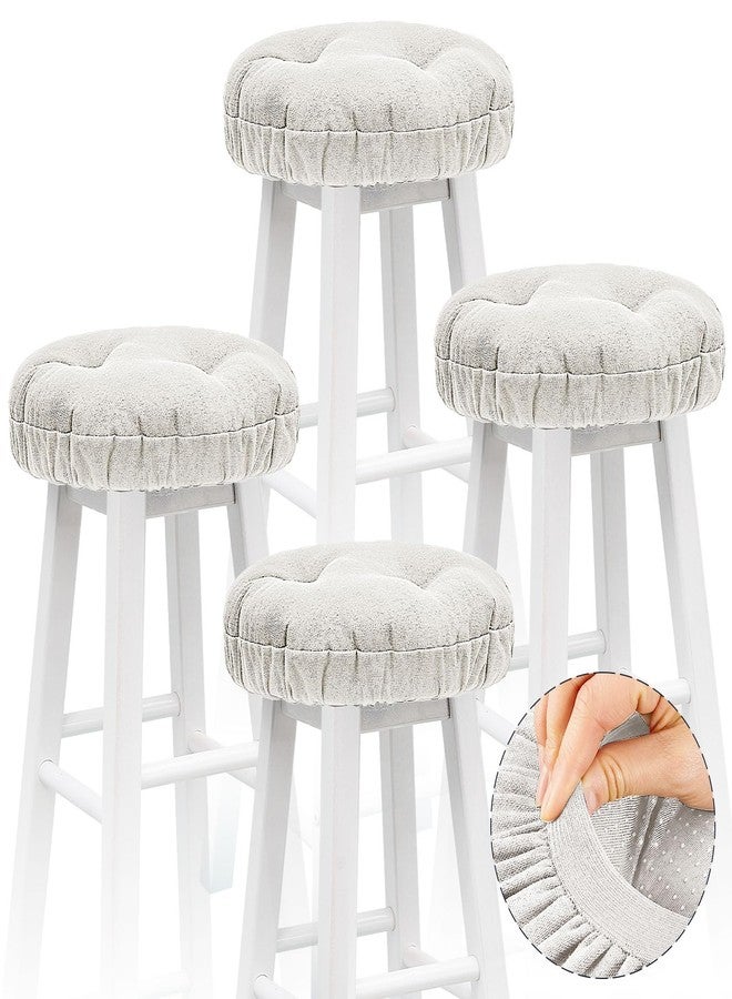 مارسوي، 4 قطع، أغطية ناعمة للمقاعد، وسائد دائرية للمقاعد المرتفعة مع شريط مطاطي، وسائد مبطنة للمقاعد المرتفعة، أغطية مقاعد دائرية مانعة للانزلاق، أغطية مقاعد للكراسي (12 بوصة، بيج) - Image 1