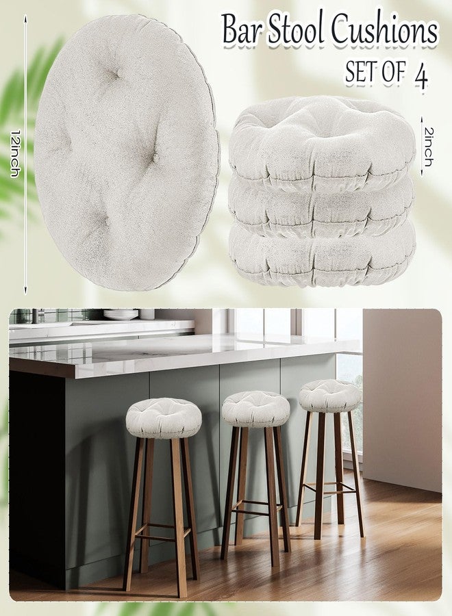 مارسوي، 4 قطع، أغطية ناعمة للمقاعد، وسائد دائرية للمقاعد المرتفعة مع شريط مطاطي، وسائد مبطنة للمقاعد المرتفعة، أغطية مقاعد دائرية مانعة للانزلاق، أغطية مقاعد للكراسي (12 بوصة، بيج) - Image 2