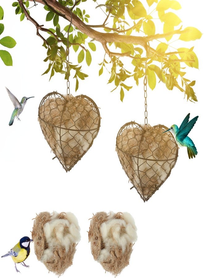 Menkxi 2 Pcs Bird Nesting Material, 9 x 7 Inch Hummingbird Nest House Bird House for Outside, Gift Design for Animal Lovers, Winter Fowl Gifts in Indoor Patio Garden - Image 1