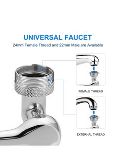 Excefore 1080°Rotating Faucet Extender Aerator, Universal Splash Filter Faucet, Big Angle Spray Aerator Faucet Extender, Dual Sprayer Bathroom Sink Faucet Aerator for Face Wash and Gargle Silver  - Image 5