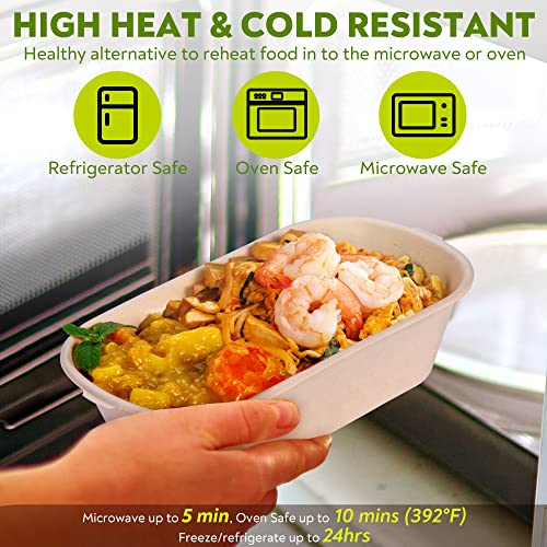Enviro Safe Home 37 Oz Bamboo Disposable Food Containers, 50 Pack - Heavy Duty, Microwavable, Oven Safe - Perfect For Meal Prep, Salads, Lunch, To Go Food - Biodegradable (Brown) - Image 5