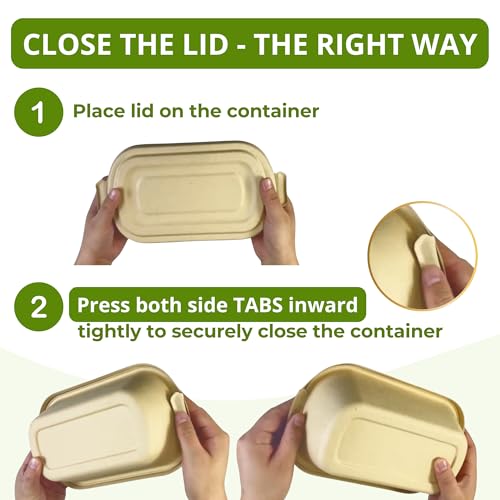 Enviro Safe Home 37 Oz Bamboo Disposable Food Containers, 50 Pack - Heavy Duty, Microwavable, Oven Safe - Perfect For Meal Prep, Salads, Lunch, To Go Food - Biodegradable (Brown) - Image 3