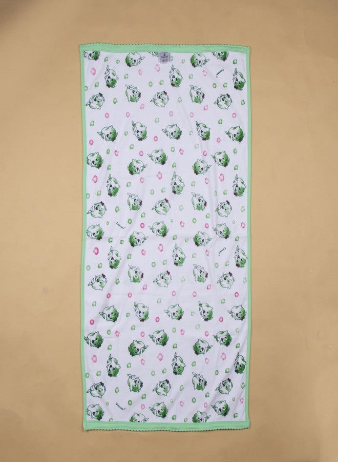 Tinycare Cotton Bath Towel for New Born Baby, Extra Soft Double Side Terry Printed Towel for Kids/Toddler/Infants 89 x 50cm, Quick Absorbent, Reusable Regular Towel (Green- Pack of 1) 0-12 Months - Image 5