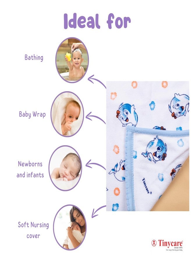 Tinycare Cotton Bath Towel for New Born Baby, Extra Soft Double Side Terry Printed Towel for Kids/Toddler/Infants 89 x 50cm, Quick Absorbent, Reusable Regular Towel (Green- Pack of 1) 0-12 Months - Image 4