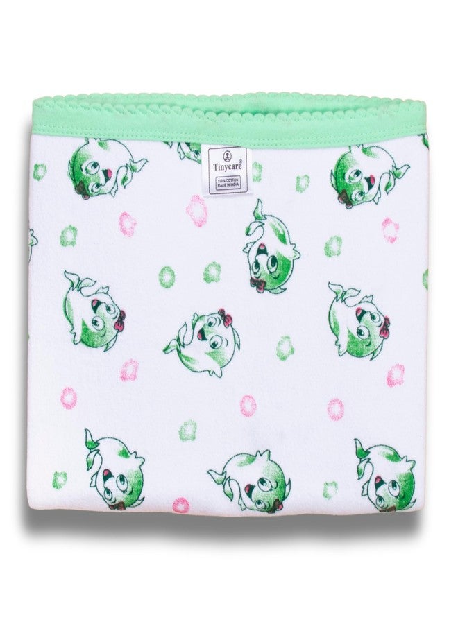 Tinycare Cotton Bath Towel for New Born Baby, Extra Soft Double Side Terry Printed Towel for Kids/Toddler/Infants 89 x 50cm, Quick Absorbent, Reusable Regular Towel (Green- Pack of 1) 0-12 Months