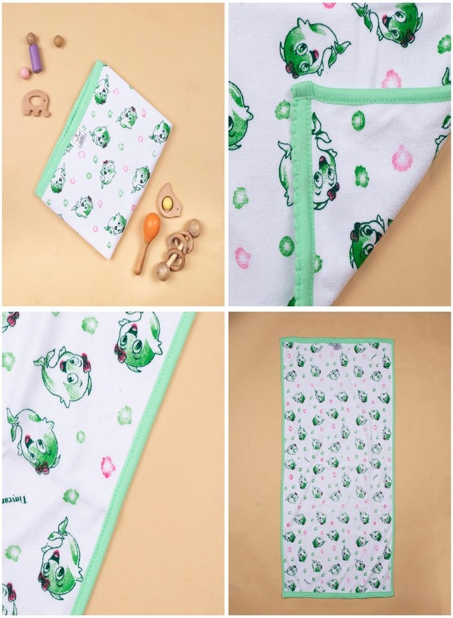 Tinycare Cotton Bath Towel for New Born Baby, Extra Soft Double Side Terry Printed Towel for Kids/Toddler/Infants 89 x 50cm, Quick Absorbent, Reusable Regular Towel (Green- Pack of 1) 0-12 Months - Image 3