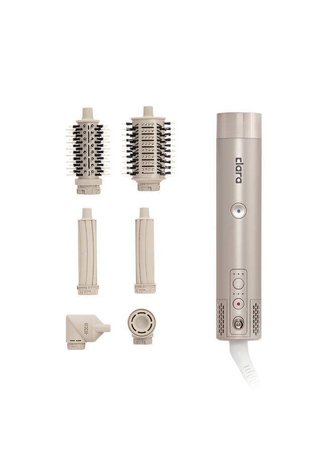 CLARA The All-in-One Gold Styling Bundle – CLARA Gold 6-in-1 Ionic Multi Styler with Auto-Wrap Curlers, Blow Dryer, Round & Oval Brushes & Pink Quilted Hair Tool Storage Bag - Image 2