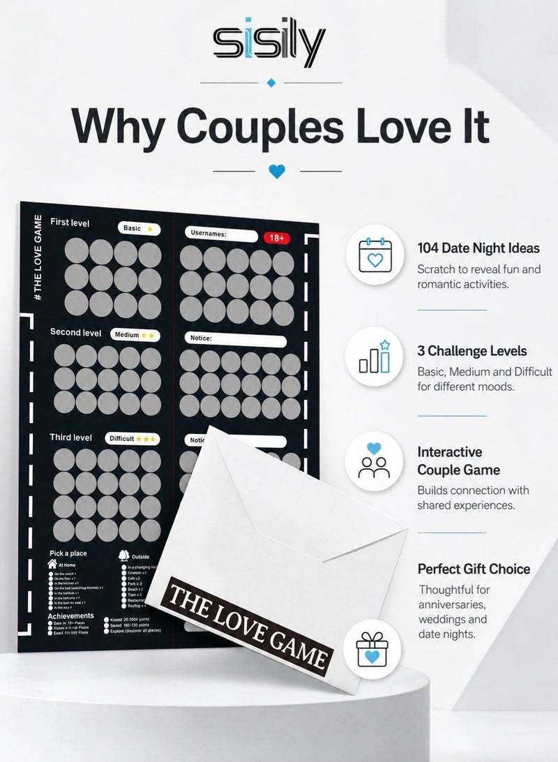 Sisily Scratch off Poster for Couples with 104 Date Night Tasks, Romantic Game ,Challenges and Fun Ideas, Couples Activity Gift for Relationship Bonding - Image 4