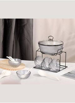 ماركة غير محددة طقم قدر شوربة و زبديات صافي وملاعق ،مزودة بحامل.  - Image 5