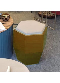Elan Elan Turow Ottoman Stool for Living Room Bedroom Hall (Gold Finish)  - Image 2