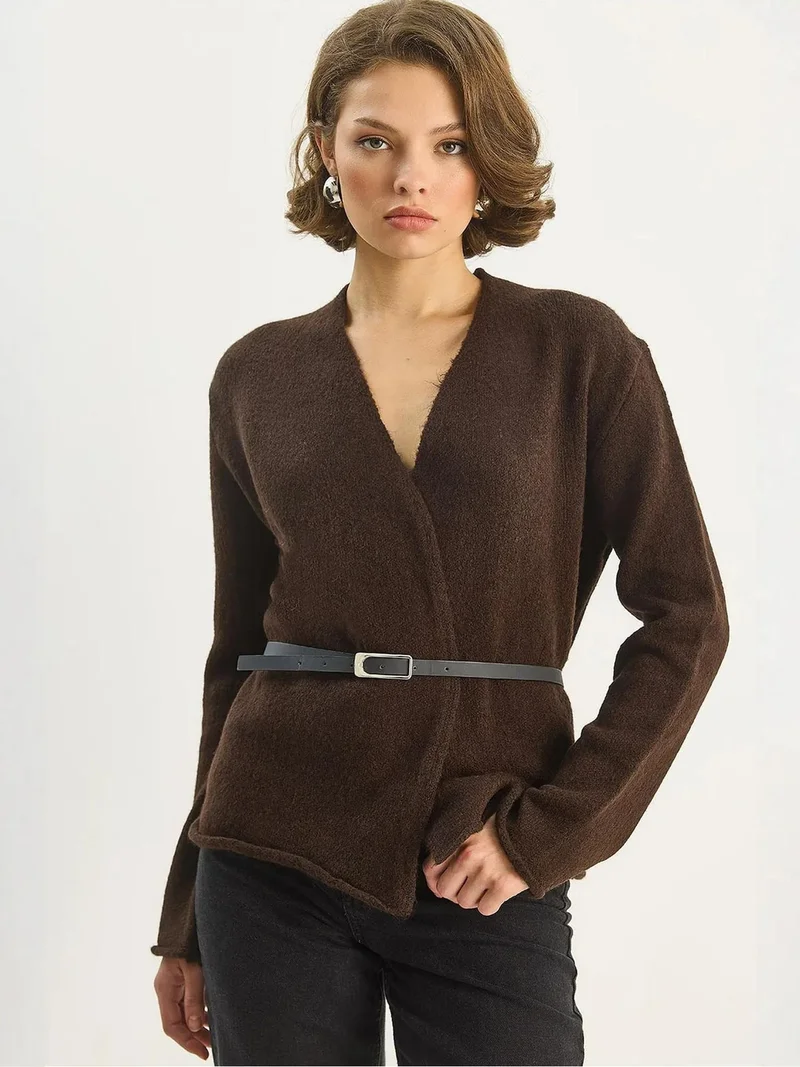 Bianco Lucci LUCCI Belt Detailed Cardigan