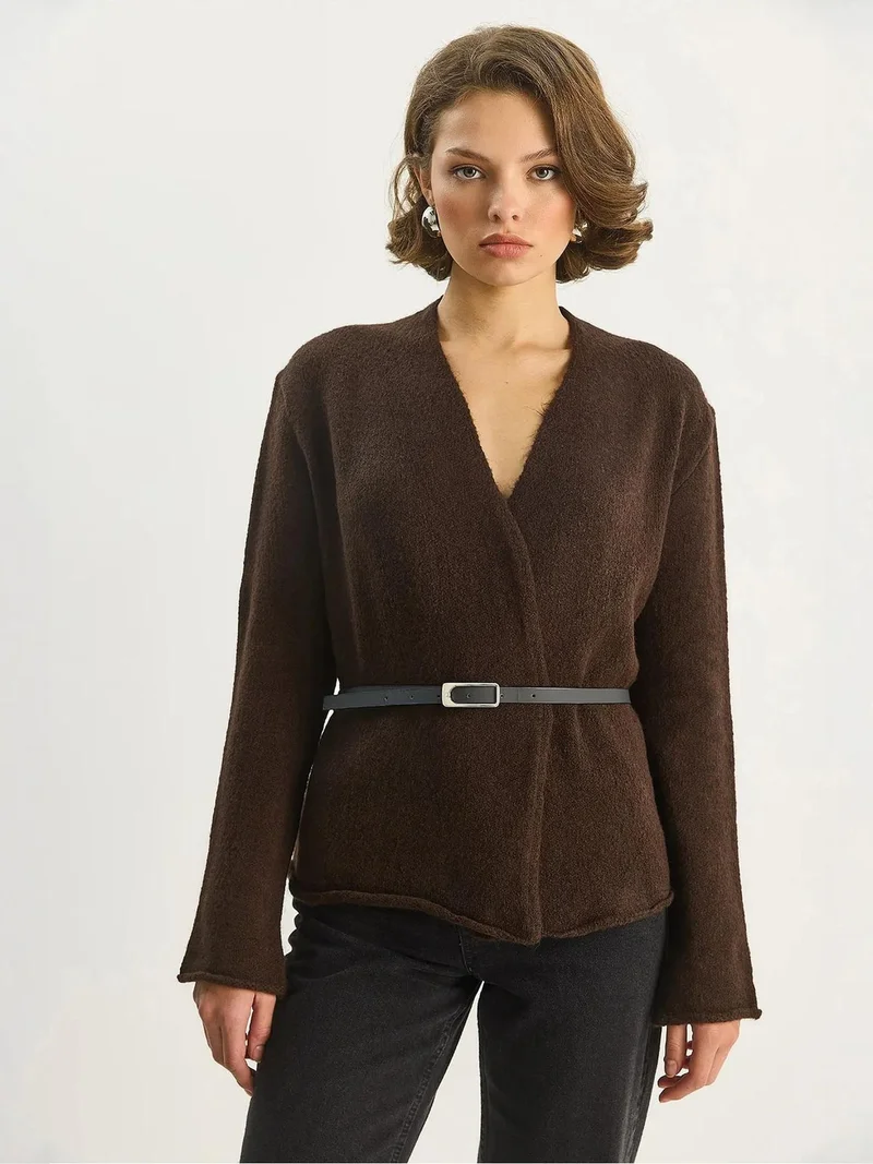 Bianco Lucci LUCCI Belt Detailed Cardigan