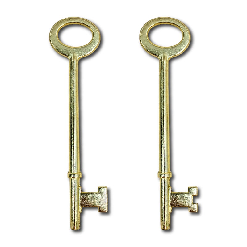SUMMIT DOORWARE Skeleton Keys - 2PK, Brass-Plated Zinc, Skeleton Keys for Antique Locks, Jewelry, & Decoration â€“ Perfect Antique Skeleton Keys for Old Doors, Vintage Style Key Replacement - Image 1