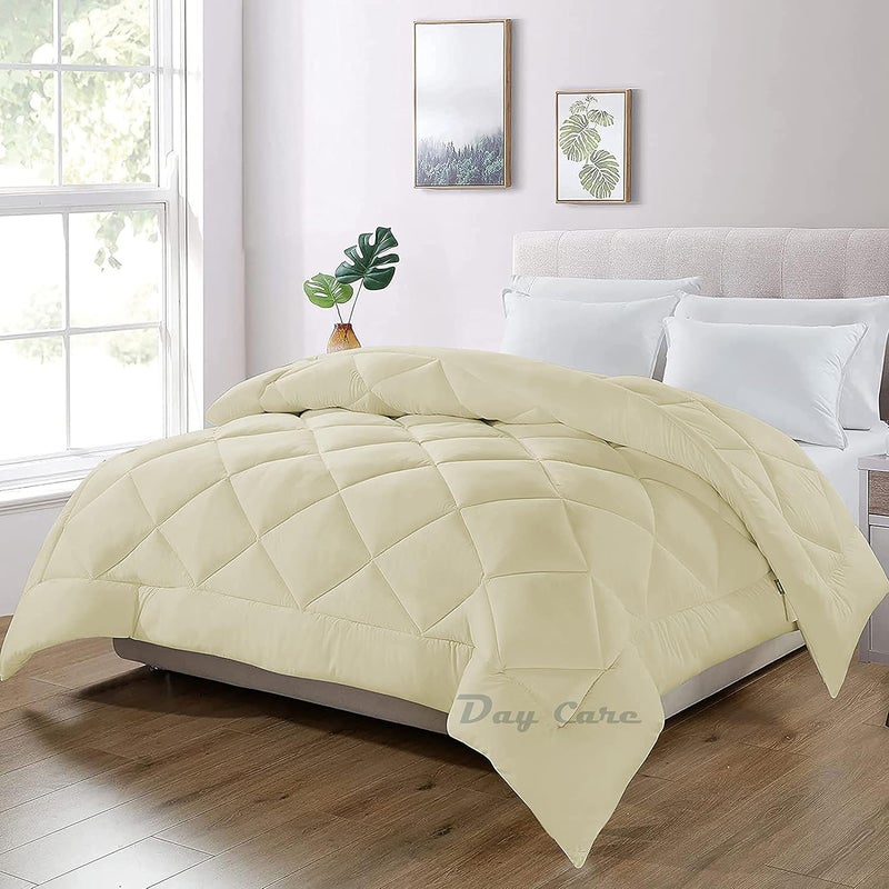 Day care Single Bed Comforter for Winter 500 GSM Diamond Stitch Microfiber Comforter 60 x 90 Inches152cm x 228cm Comforter for Single BedIvory - Image 1